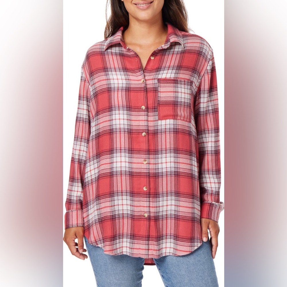 C&C California Plaid Tunic Button Down Shirt